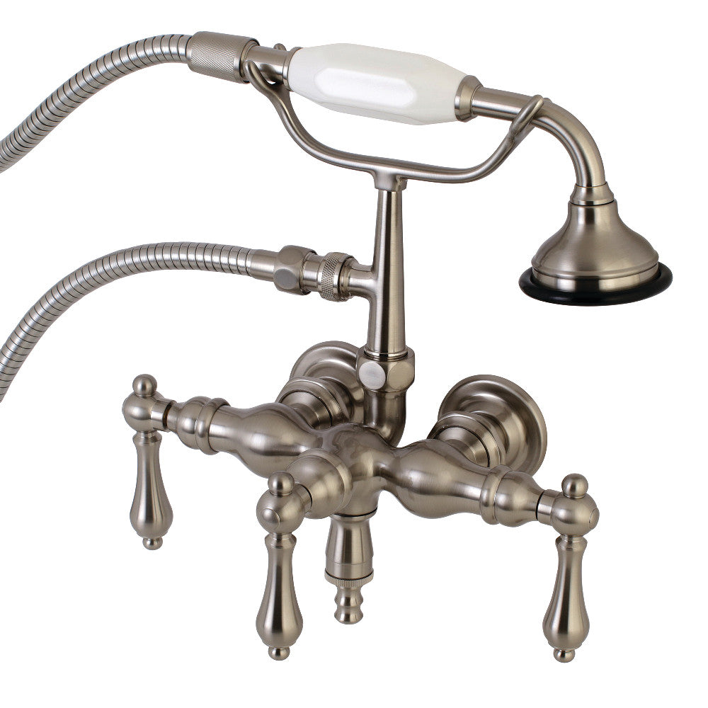 Aqua Vintage AE19T8 Vintage 3-3/8 Inch Wall Mount Tub Faucet with Hand Shower, Brushed Nickel - BNGBath