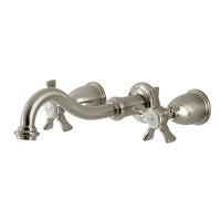 Thumbnail for Kingston Brass KS3128NX Hamilton Two-Handle Wall Mount Bathroom Faucet, Brushed Nickel - BNGBath