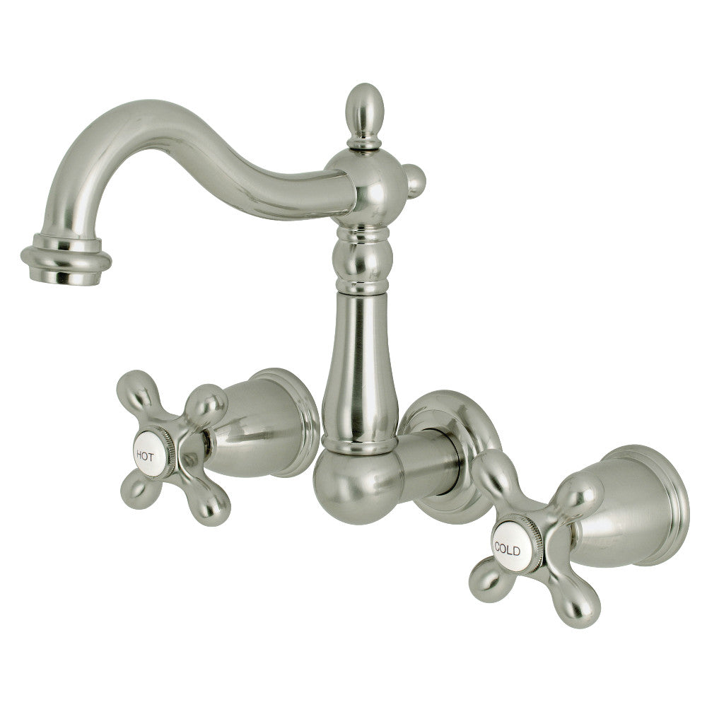 Kingston Brass KS1258AX 8-Inch Center Wall Mount Bathroom Faucet, Brushed Nickel - BNGBath