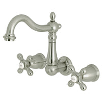 Thumbnail for Kingston Brass KS1258AX 8-Inch Center Wall Mount Bathroom Faucet, Brushed Nickel - BNGBath