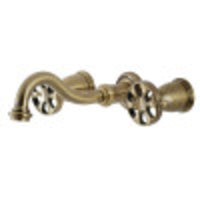 Thumbnail for Kingston Brass KS3123RX Belknap Two-Handle Wall Mount Bathroom Faucet, Antique Brass - BNGBath