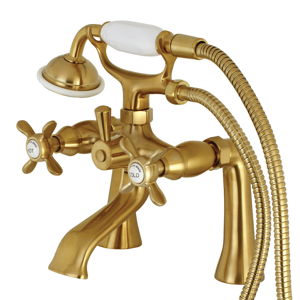 Kingston Brass KS288SB Essex Clawfoot Tub Faucet with Hand Shower, Brushed Brass - BNGBath