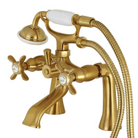 Thumbnail for Kingston Brass KS288SB Essex Clawfoot Tub Faucet with Hand Shower, Brushed Brass - BNGBath