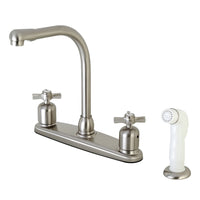 Thumbnail for Kingston Brass FB718ZX Millennium 8-Inch Centerset Kitchen Faucet with Sprayer, Brushed Nickel - BNGBath