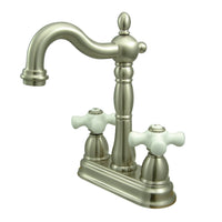 Thumbnail for Kingston Brass KB1498PX Heritage Two-Handle Bar Faucet, Brushed Nickel - BNGBath