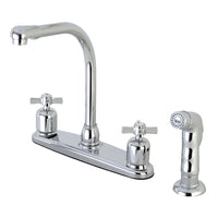 Thumbnail for Kingston Brass FB751ZXSP Millennium 8-Inch Centerset Kitchen Faucet with Sprayer, Polished Chrome - BNGBath