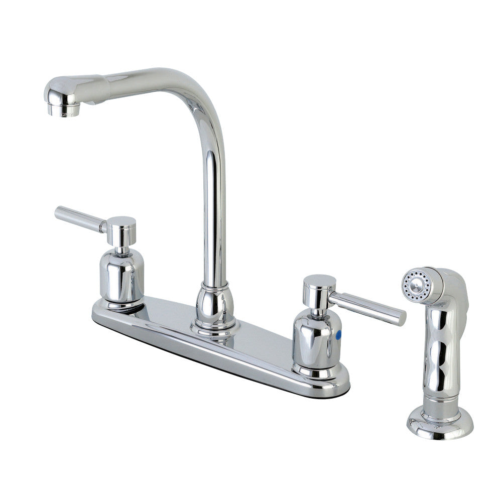 Kingston Brass FB751DLSP Concord 8-Inch Centerset Kitchen Faucet with Sprayer, Polished Chrome - BNGBath
