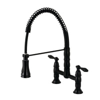 Thumbnail for Gourmetier GS1270AL Heritage Two-Handle Deck-Mount Pull-Down Sprayer Kitchen Faucet, Matte Black - BNGBath