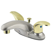 Thumbnail for Kingston Brass KB6629LL 4 in. Centerset Bathroom Faucet, Brushed Nickel/Polished Brass - BNGBath