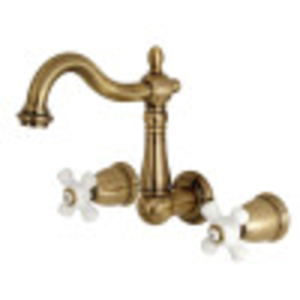 Kingston Brass KS1253PX 8-Inch Center Wall Mount Bathroom Faucet, Antique Brass - BNGBath