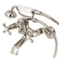 Thumbnail for Kingston Brass KS265PN Kingston Tub Wall Mount Clawfoot Tub Faucet with Hand Shower, Polished Nickel - BNGBath