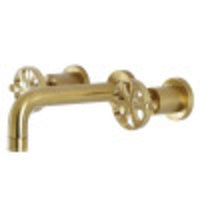Thumbnail for Kingston Brass KS8127RX Belknap Two-Handle Wall Mount Bathroom Faucet, Brushed Brass - BNGBath