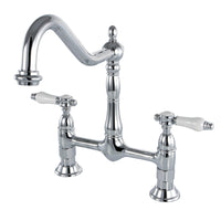 Thumbnail for Kingston Brass KS1171BPL Bel-Air Bridge Kitchen Faucet, Polished Chrome - BNGBath