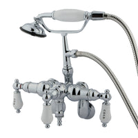 Thumbnail for Kingston Brass CC424T1 Vintage Adjustable Center Wall Mount Tub Faucet with Hand Shower, Polished Chrome - BNGBath
