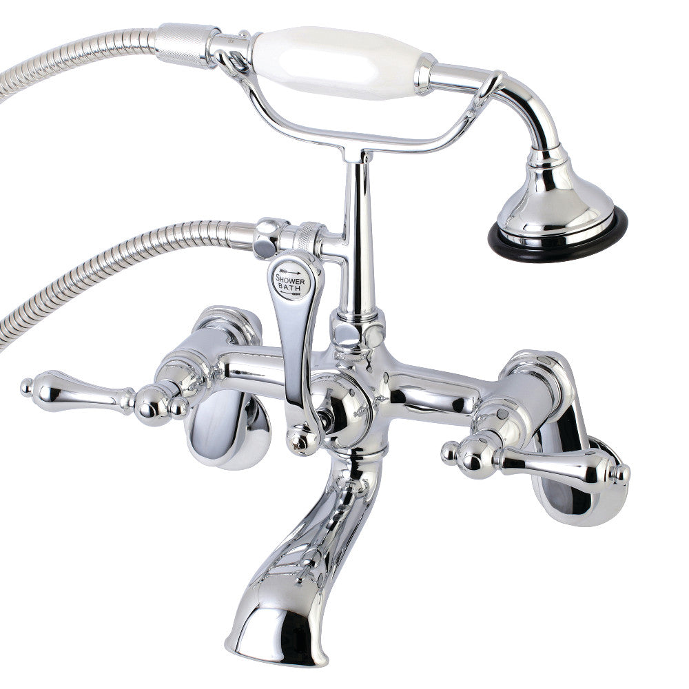 Kingston Brass AE52T1 Aqua Vintage 7-Inch Adjustable Wall Mount Tub Faucet with Hand Shower, Polished Chrome - BNGBath
