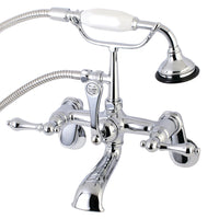 Thumbnail for Kingston Brass AE52T1 Aqua Vintage 7-Inch Adjustable Wall Mount Tub Faucet with Hand Shower, Polished Chrome - BNGBath