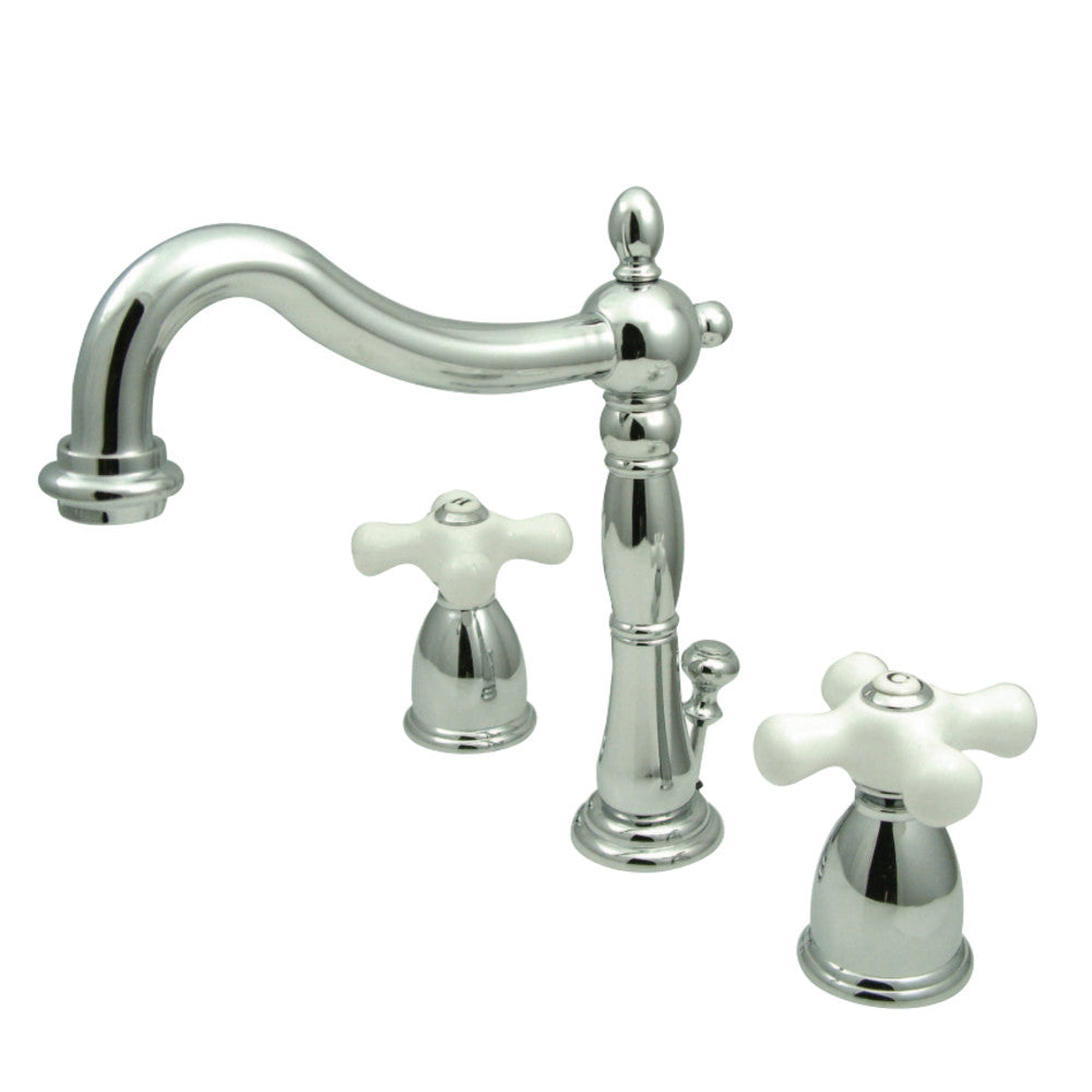Kingston Brass KB1971PX Heritage Widespread Bathroom Faucet with Plastic Pop-Up, Polished Chrome - BNGBath