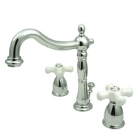 Thumbnail for Kingston Brass KB1971PX Heritage Widespread Bathroom Faucet with Plastic Pop-Up, Polished Chrome - BNGBath