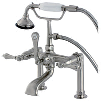 Thumbnail for Kingston Brass AE103T8 Auqa Vintage Deck Mount Clawfoot Tub Faucet, Brushed Nickel - BNGBath
