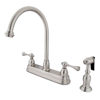 Thumbnail for Kingston Brass KB3758BLBS Vintage Centerset Kitchen Faucet, Brushed Nickel - BNGBath