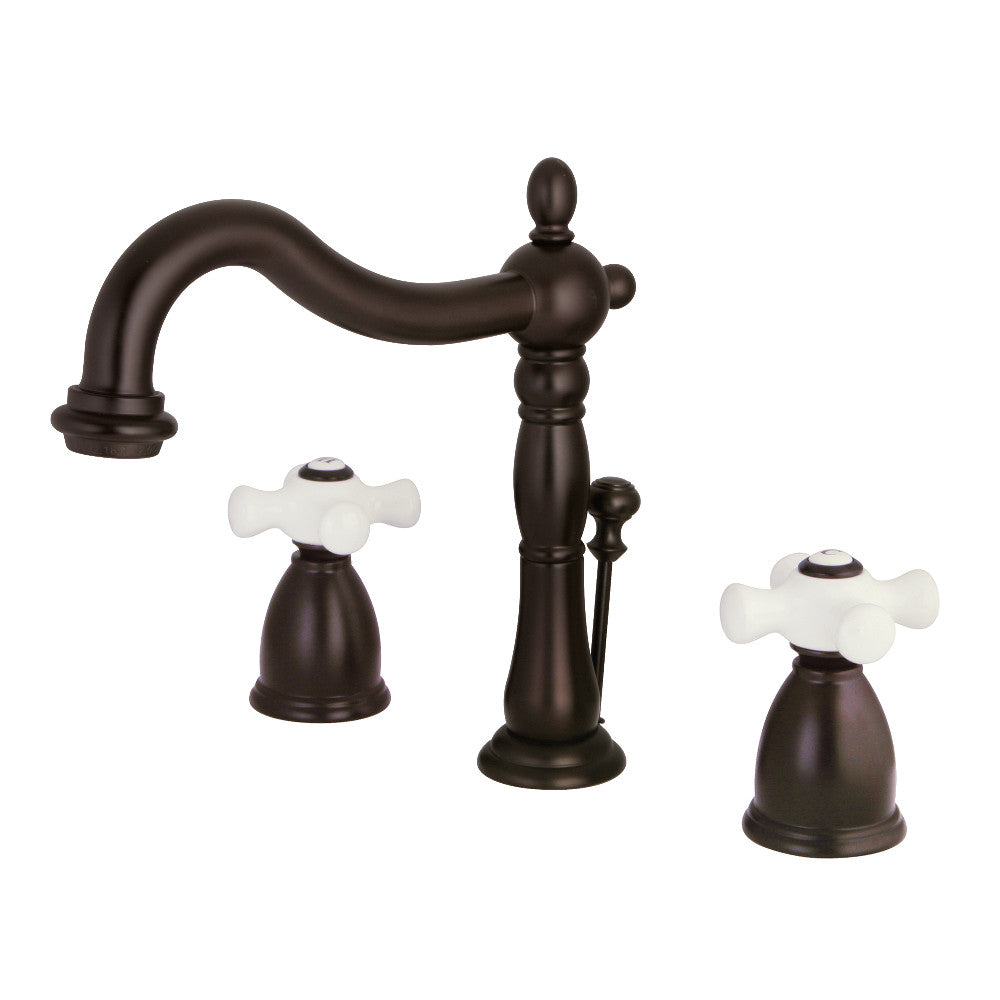 Kingston Brass KB1975PX Heritage Widespread Bathroom Faucet with Plastic Pop-Up, Oil Rubbed Bronze - BNGBath