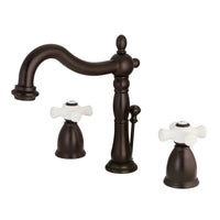 Thumbnail for Kingston Brass KB1975PX Heritage Widespread Bathroom Faucet with Plastic Pop-Up, Oil Rubbed Bronze - BNGBath