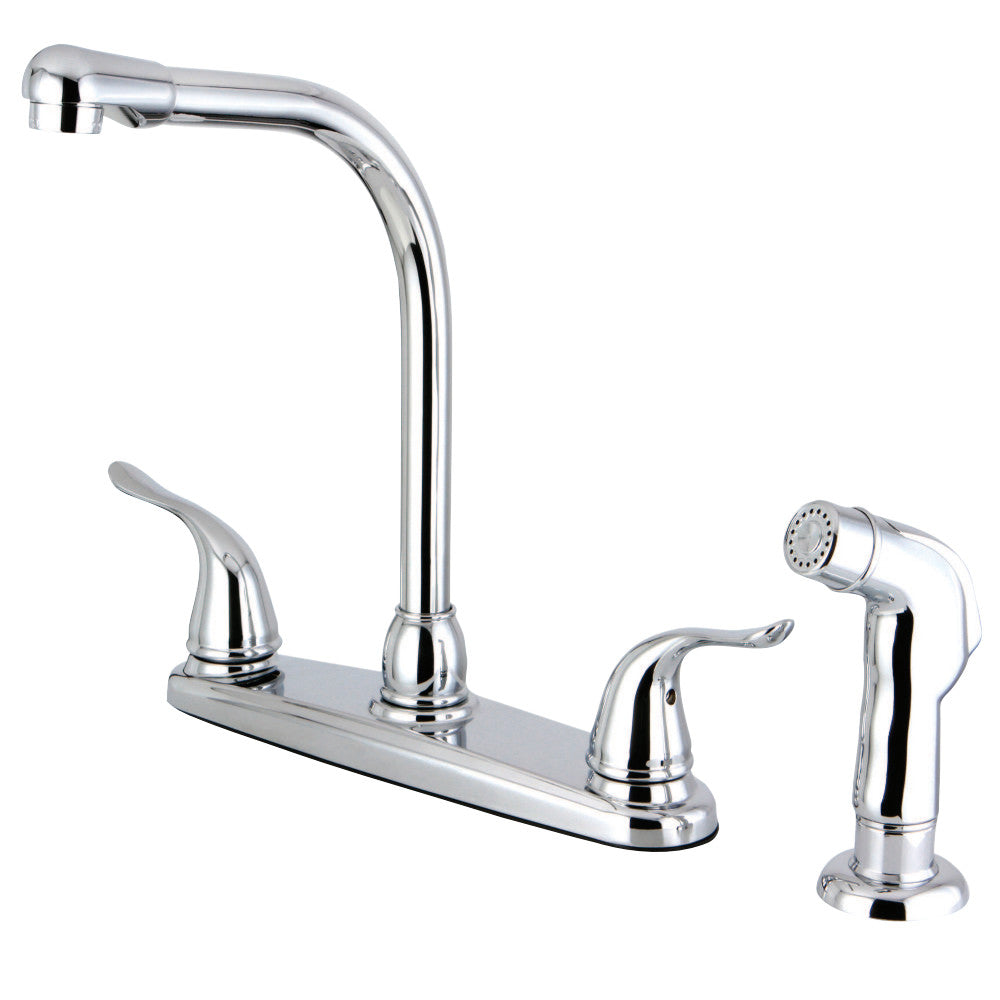 Kingston Brass FB2751YLSP Yosemite 8-Inch Centerset Kitchen Faucet with Sprayer, Polished Chrome - BNGBath