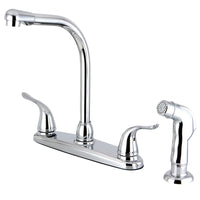 Thumbnail for Kingston Brass FB2751YLSP Yosemite 8-Inch Centerset Kitchen Faucet with Sprayer, Polished Chrome - BNGBath