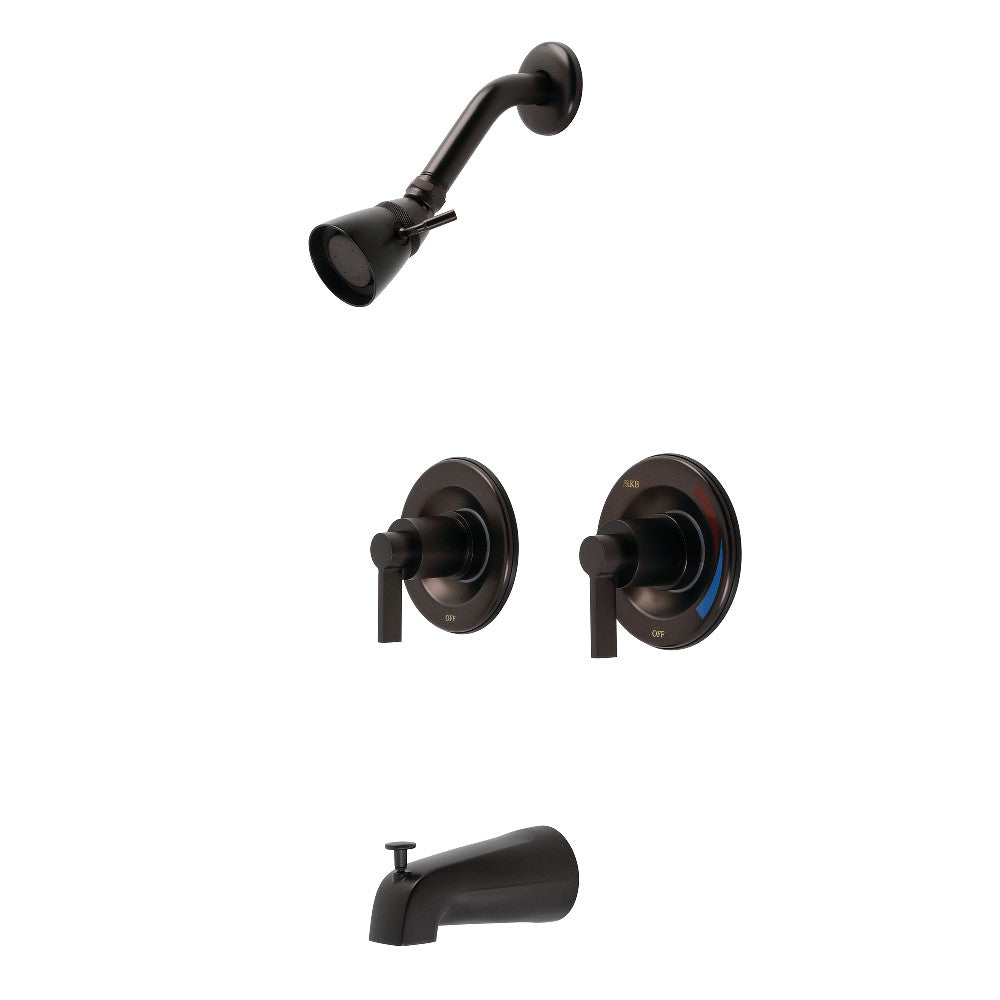 Kingston Brass KB665NDL NuvoFusion Two-Handle Tub and Shower Faucet with Volume Control, Oil Rubbed Bronze - BNGBath