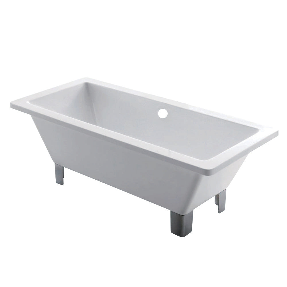 Aqua Eden VTSQ713218A1 71-Inch Acrylic Double Ended Clawfoot Tub (No Faucet Drillings), White/Polished Chrome - BNGBath