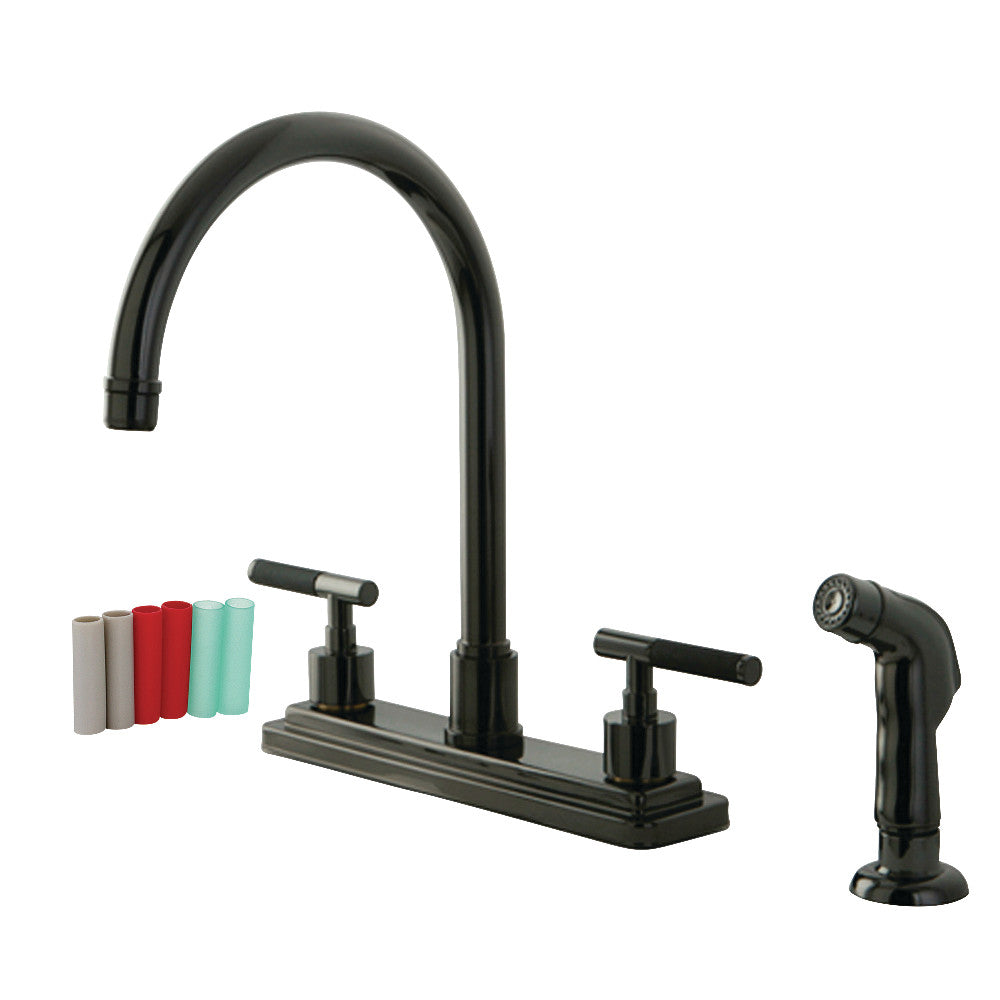Kingston Brass NS8790DKLSP Water Onyx Centerset Kitchen Faucet, Black Stainless Steel - BNGBath