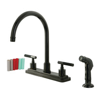 Thumbnail for Kingston Brass NS8790DKLSP Water Onyx Centerset Kitchen Faucet, Black Stainless Steel - BNGBath