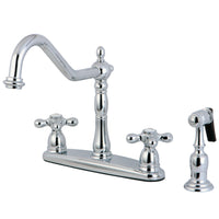 Thumbnail for Kingston Brass KB1751AXBS Heritage Centerset Kitchen Faucet, Polished Chrome - BNGBath