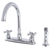 Thumbnail for Kingston Brass FB7791AXSP Victorian 8-Inch Centerset Kitchen Faucet with Sprayer, Polished Chrome - BNGBath