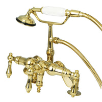 Thumbnail for Kingston Brass CC619T2 Vintage Adjustable Center Deck Mount Tub Faucet, Polished Brass - BNGBath