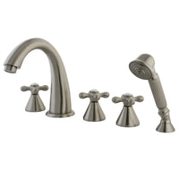 Thumbnail for Kingston Brass KS23685AX Roman Tub Faucet 5 Pieces with Hand Shower, Brushed Nickel - BNGBath