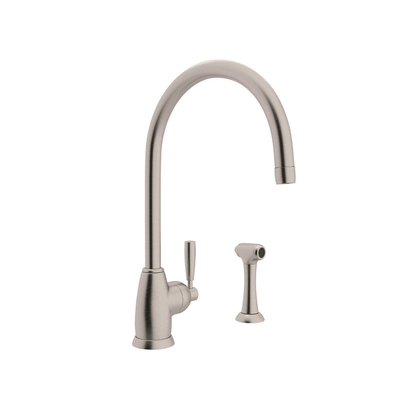 Perrin & Rowe Holborn Single Hole Kitchen Faucet with C Spout and Sidespray - BNGBath