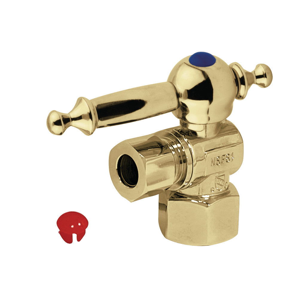 Kingston Brass CC43102TL 1/2" IPS X 3/8" OD Angle Stop Valve, Polished Brass - BNGBath