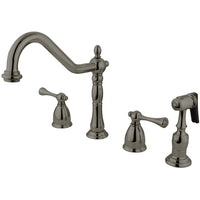 Thumbnail for Kingston Brass KB7798BLBS Widespread Kitchen Faucet, Brushed Nickel - BNGBath