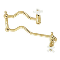 Thumbnail for Kingston Brass KS2102PX Heritage Wall Mount Pot Filler, Polished Brass - BNGBath