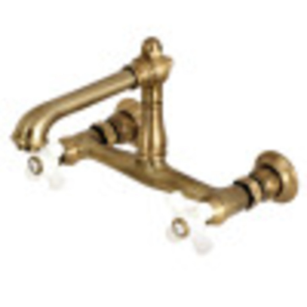 Kingston Brass KS7243PX Wall Mount Bathroom Faucet, Antique Brass - BNGBath