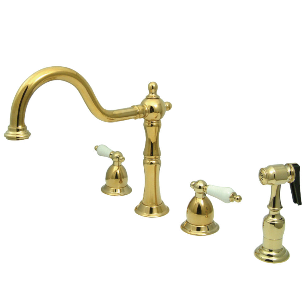 Kingston Brass KB1792PLBS Widespread Kitchen Faucet, Polished Brass - BNGBath