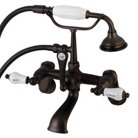 Thumbnail for Kingston Brass AE53T5 Aqua Vintage 2-Handle Wall Mount Tub Faucet, Oil Rubbed Bronze - BNGBath
