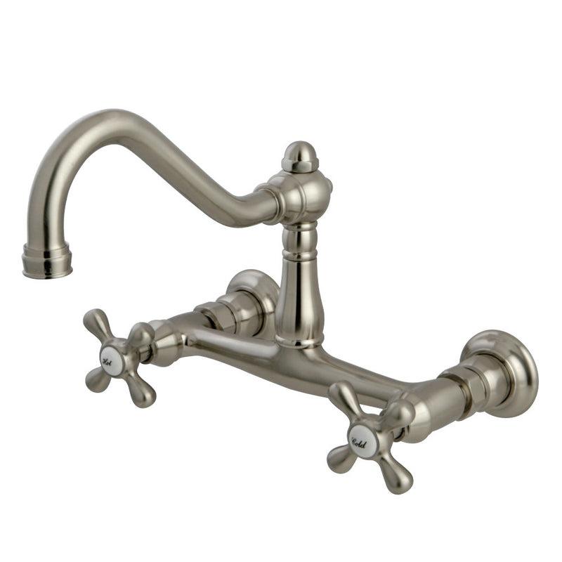 Kingston Brass KS3248AX Wall Mount Bathroom Faucet, Brushed Nickel - BNGBath