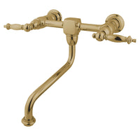 Thumbnail for Kingston Brass KS1212TL Heritage Wall Mount Bathroom Faucet, Polished Brass - BNGBath