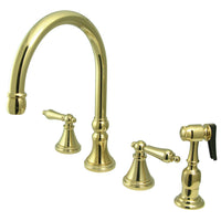 Thumbnail for Kingston Brass KS2792ALBS Widespread Kitchen Faucet, Polished Brass - BNGBath