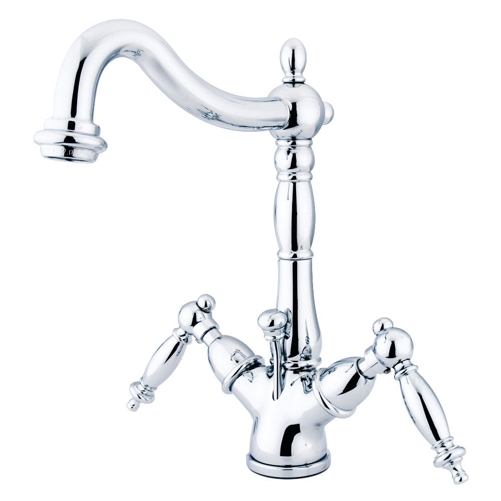 Kingston Brass KS1431TL Heritage Two-Handle Bathroom Faucet with Brass Pop-Up and Cover Plate, Polished Chrome - BNGBath