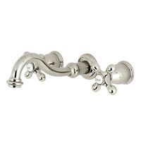 Thumbnail for Kingston Brass KS3026AX Restoration Two-Handle Wall Mount Tub Faucet, Polished Nickel - BNGBath