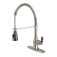 Thumbnail for Gourmetier GSY8898AKL Kaiser Single-Handle Pre-Rinse Kitchen Faucet, Brushed Nickel/Black Stainless Steel - BNGBath