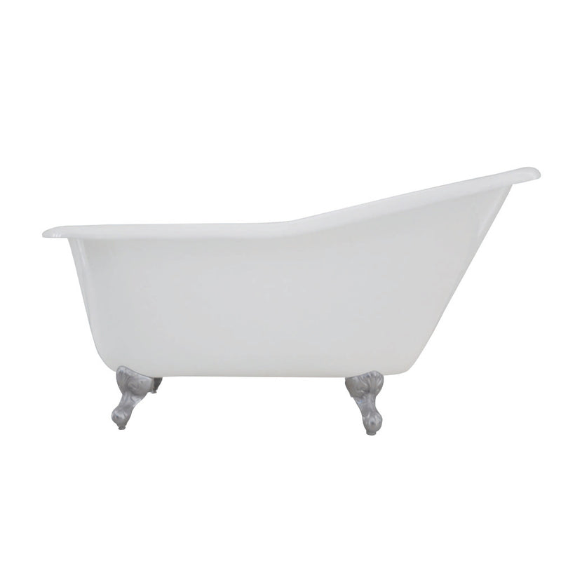 Aqua Eden VCTND6030NT1 60-Inch Cast Iron Single Slipper Clawfoot Tub (No Faucet Drillings), White/Polished Chrome - BNGBath